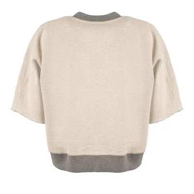 Autry Gray Melange Cotton Jersey Cropped Sweatshirt In White