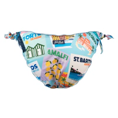 Mc2 Saint Barth Bandeau Bikini With Postcard Print In Multi