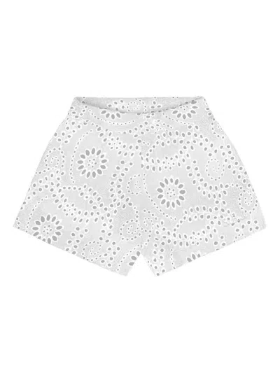 Mc2 Saint Barth Eyelet-embroidered Shorts In White
