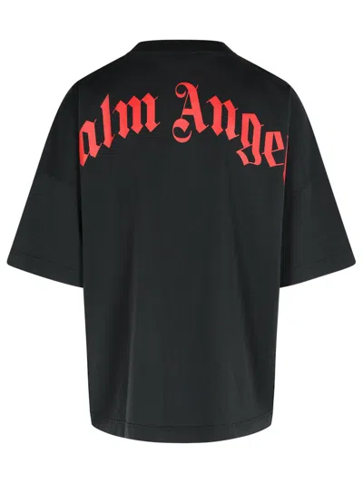 Palm Angels Curved Logo Over T-shirt In Black