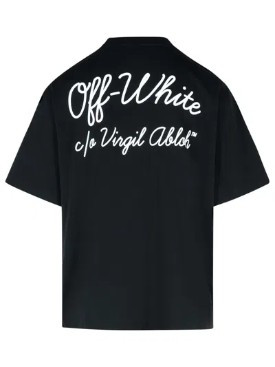 Off-white Back Print Slim Fit Cotton T-shirt In Black