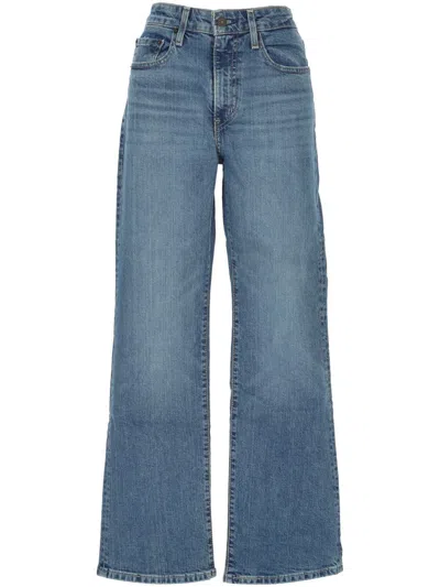 Levi's Cinch Baggy Jeans Womens Blue Cotton High-rise Straight Leg Buu546 In Blue