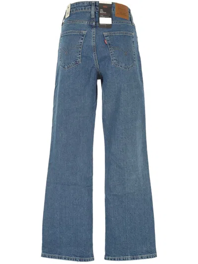 Levi's Cinch Baggy Jeans Womens Blue Cotton High-rise Straight Leg Buu546 In Blue