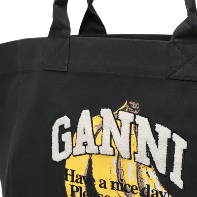 Ganni Banana Print Xxl Tote Bag In Orange