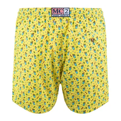 Mc2 Saint Barth Lighting Swimsuit In Lightweight Fabric With All Over Mojito Micro-patterning In Yellow