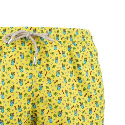 Mc2 Saint Barth Lighting Swimsuit In Lightweight Fabric With All Over Mojito Micro-patterning In Yellow