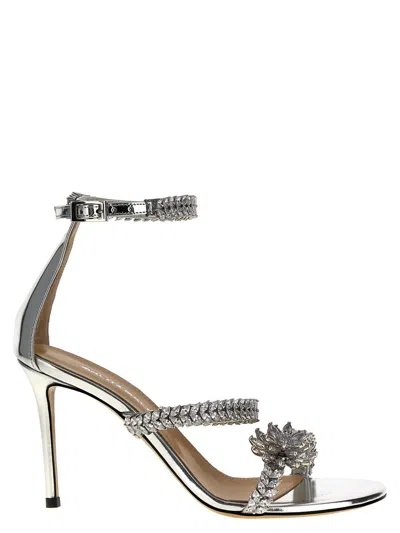 Mach&mach Sandals Strappy Metallic Finish In Silver