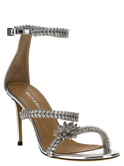 Mach&mach Sandals Strappy Metallic Finish In Silver