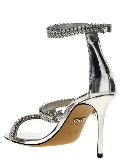 Mach&mach Sandals Strappy Metallic Finish In Silver