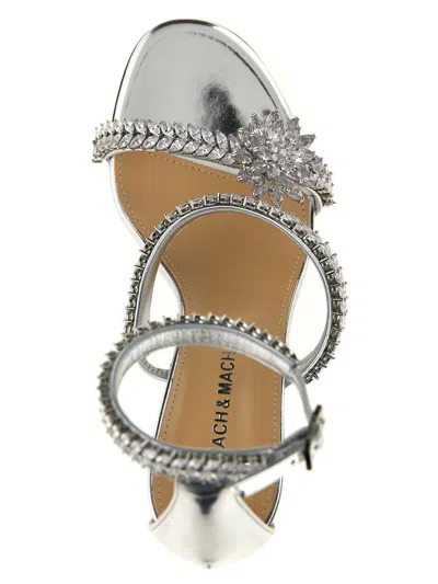 Mach&mach Sandals Strappy Metallic Finish In Silver