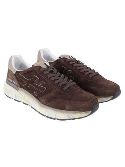 Premiata Casual Low Top Sneakers With Suede Upper In Brown