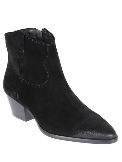 Ash Woman Ankle Boots Dark Brown Size 8 Leather In Black