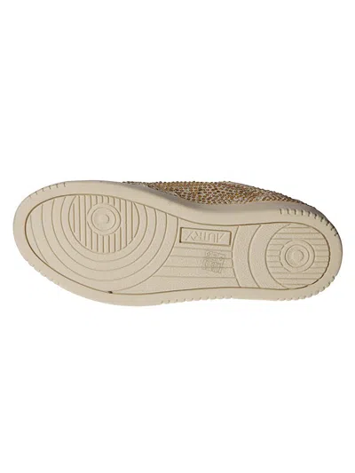 Autry Medalist Low Sneakers In Bronze Suede With Crystal Micro Rhinestones In Animal Print