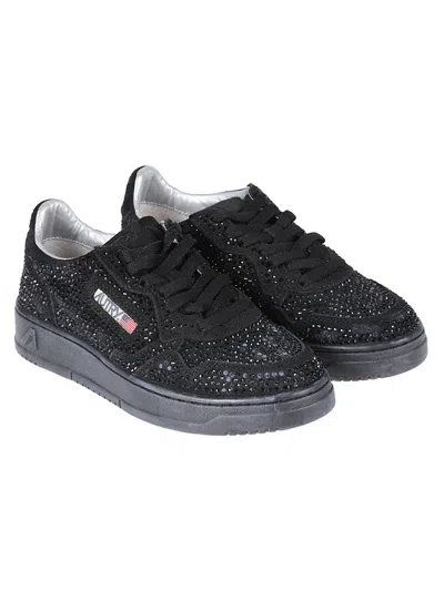 Autry Medalist Low Suede Trainers With Rhinestones In Multi