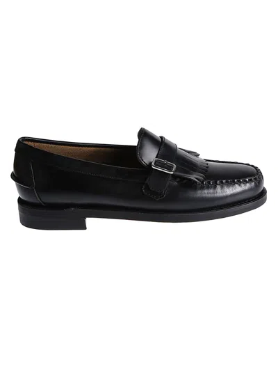 Sebago Fringed Buckled Loafers In Black