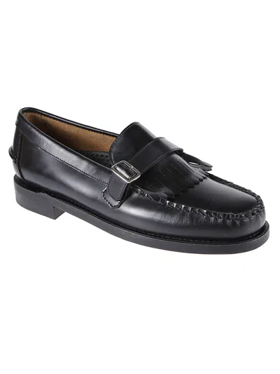 Sebago Fringed Buckled Loafers In Black