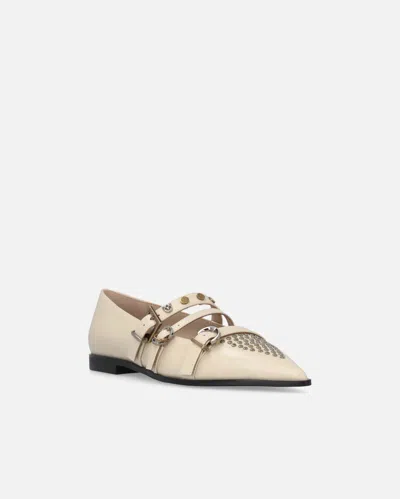 Pinko Ballerines À Bout Pointu En Cuir Clouté In Neutral