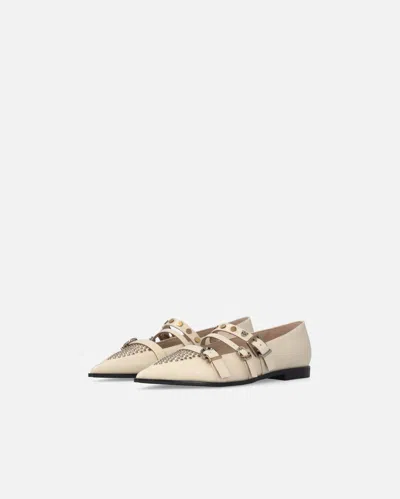 Pinko Ballerines À Bout Pointu En Cuir Clouté In Neutral