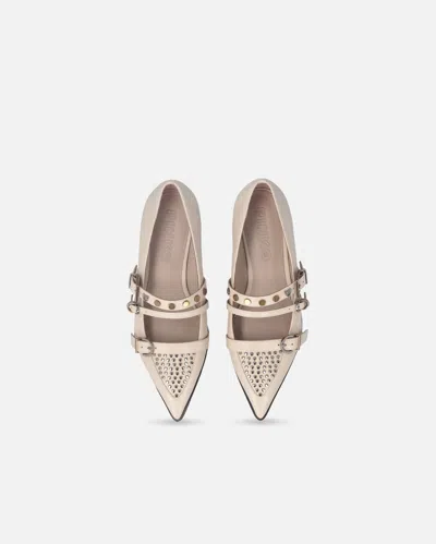 Pinko Ballerines À Bout Pointu En Cuir Clouté In Neutral