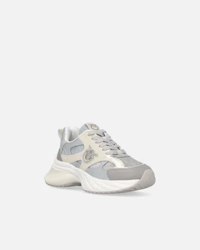 Pinko Beige And Silver Sneakers In Silver