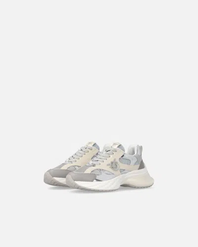 Pinko Beige And Silver Sneakers In Silver