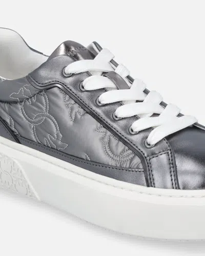 Pinko Laminated Shoes With Love Birds Logo In Gray