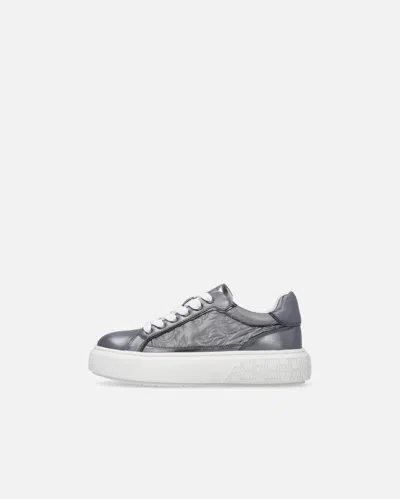 Pinko Laminated Shoes With Love Birds Logo In Gray