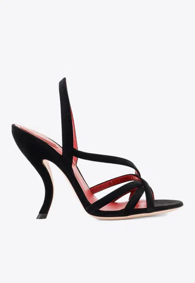Valentino Fetishique 105 Velvet Slingback Sandal In Black