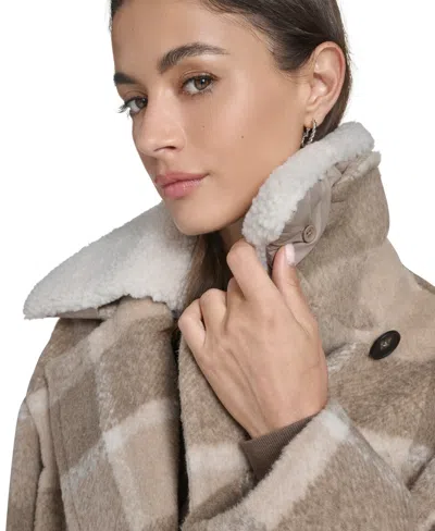 Levi's Plaid Short Peacoat With Removable Faux Shearling Collar In Multi