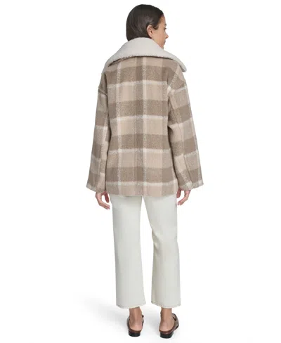 Levi's Plaid Short Peacoat With Removable Faux Shearling Collar In Multi