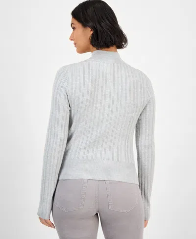 Hooked Up By Iot Juniors' Variegated Rib-knit Half-zip Sweater In Multi