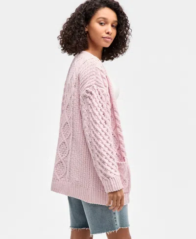 Hooked Up By Iot Juniors' Cable-knit Open Cardigan In Multi