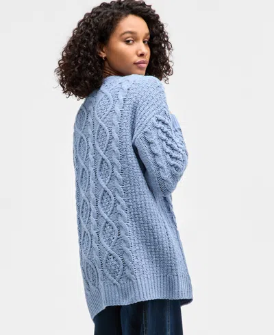 Hooked Up By Iot Juniors' Cable-knit Open Cardigan In Multi