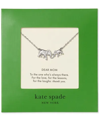 Kate Spade Cubic Zirconia Dear Mom Pendant Necklace In Metallic