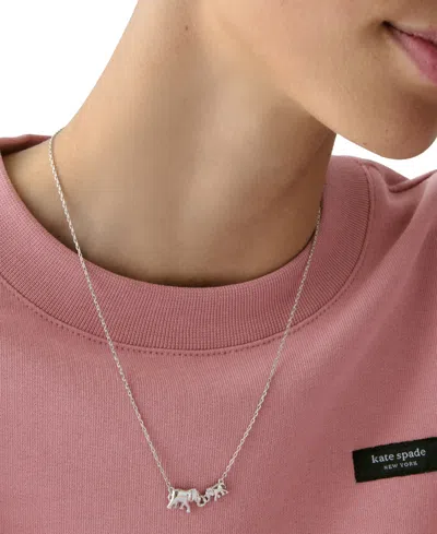 Kate Spade Cubic Zirconia Dear Mom Pendant Necklace In Metallic