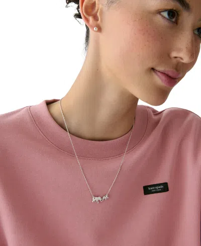 Kate Spade Cubic Zirconia Dear Mom Pendant Necklace In Metallic