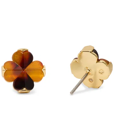 Kate Spade Cubic Zirconia Tortoise Flower Stud Earrings In Gold