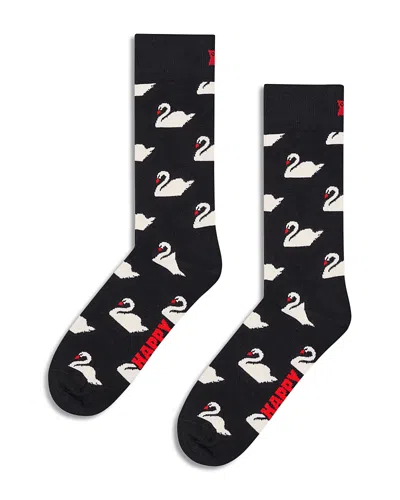 Happy Socks Swan Socks In Black