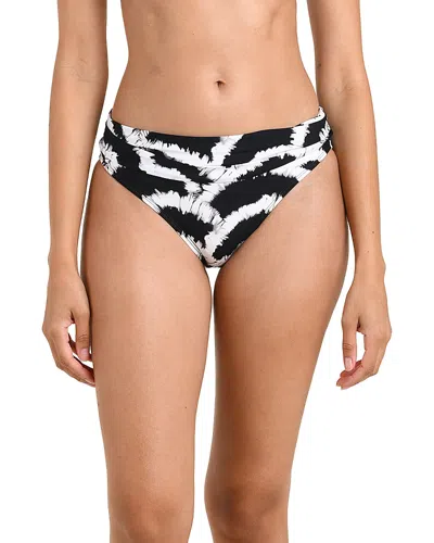 La Blanca Woven Shadows Shirred Band Hipster Bikini Bottom In Black