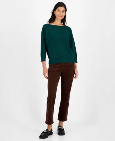 Tommy Hilfiger Women's Dolman-sleeve Boat-neck Shine Sweater In Green