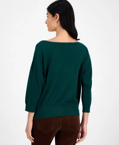Tommy Hilfiger Women's Dolman-sleeve Boat-neck Shine Sweater In Green