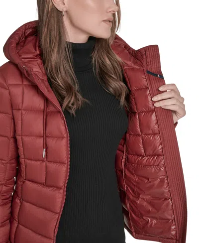 Tommy Hilfiger Women's Hooded Packable Puffer Jacket In Red