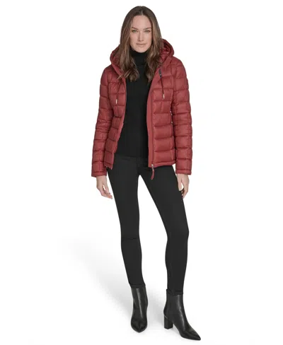 Tommy Hilfiger Women's Hooded Packable Puffer Jacket In Red