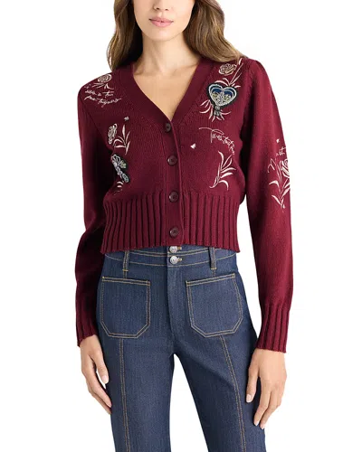 Cinq À Sept Cinq A Sept Heritage Rose Embroidered Cardigan In Burgundy