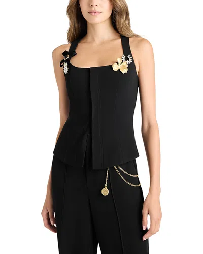 Cinq À Sept Cinq A Sept Aliana Brooch Trim Top In Black