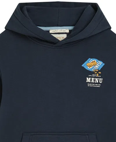 Scotch & Soda Boys Toddler 4t-7t Long Sleeve Graphic Fleece Hoodie In Blue