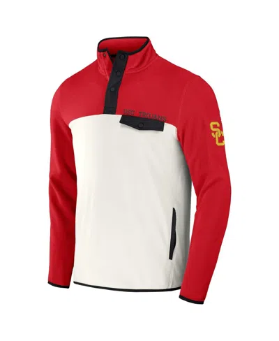 Fanatics Darius Rucker Collection By  Men's Crimson/white Usc Trojans Micro Fleece Half-snap Jacket In Multi