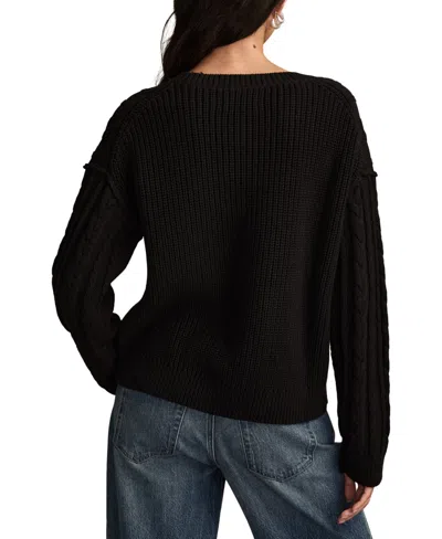 Lucky Brand Women's Cable Crew Neck Sweater In Black