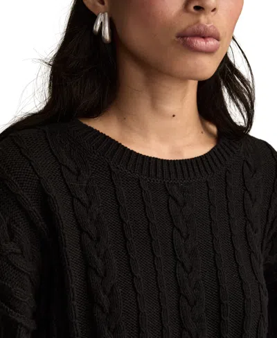 Lucky Brand Women's Cable Crew Neck Sweater In Black