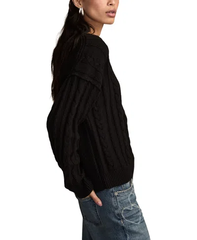 Lucky Brand Women's Cable Crew Neck Sweater In Black